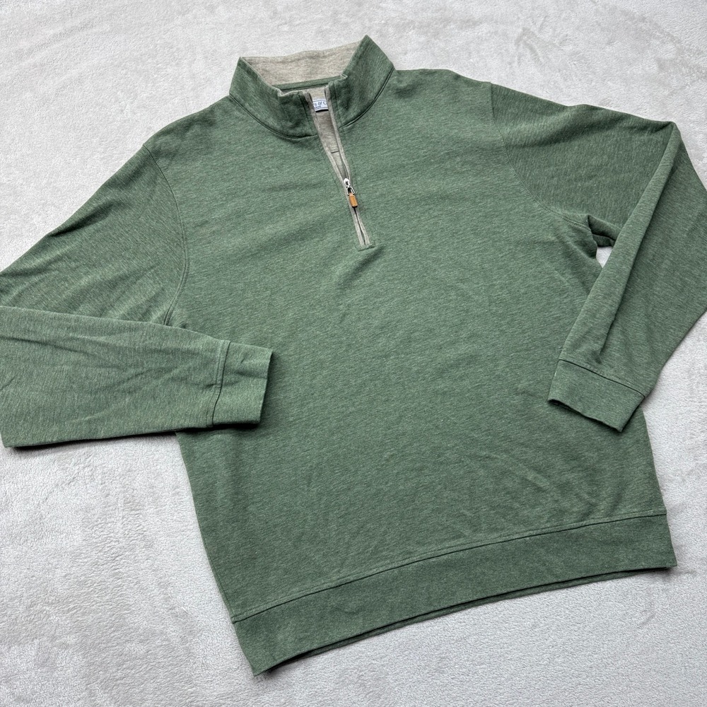 Collars & Co. Pullover Mens Large Green Heatered Cotton Quarter Zip Modal Blend